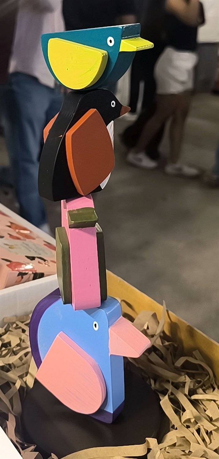 Four birds stacked